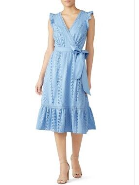 J. Crew Baby Blue Eyelet Wrap Dress